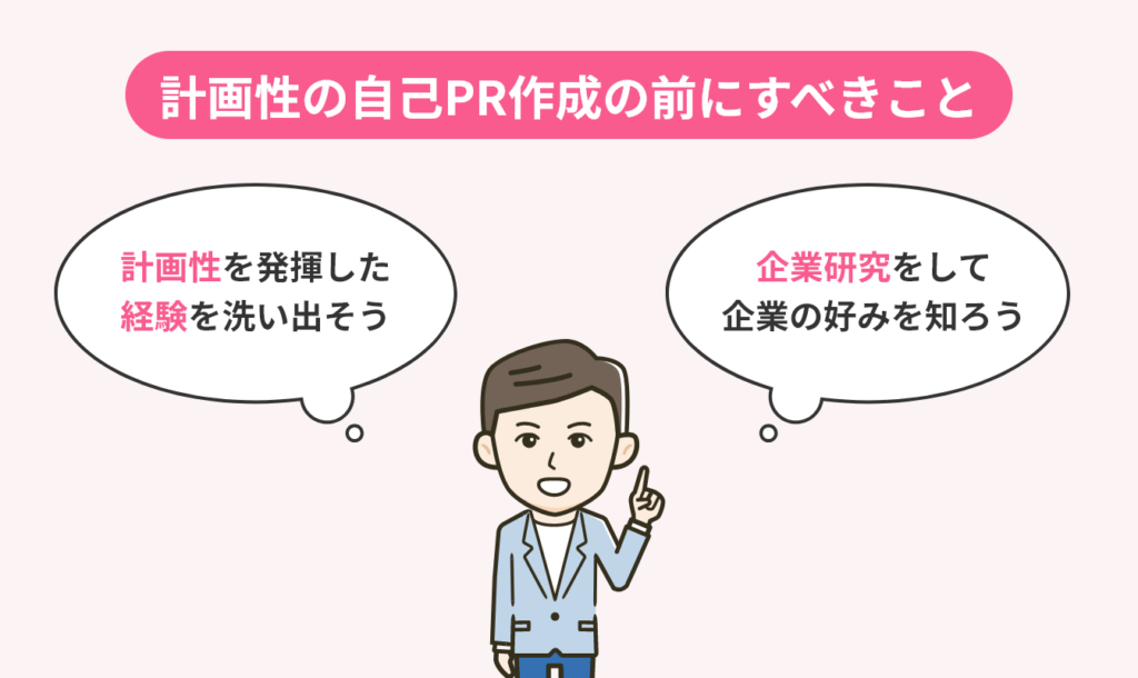 計画性の自己PR作成の前にすべきことについての画像