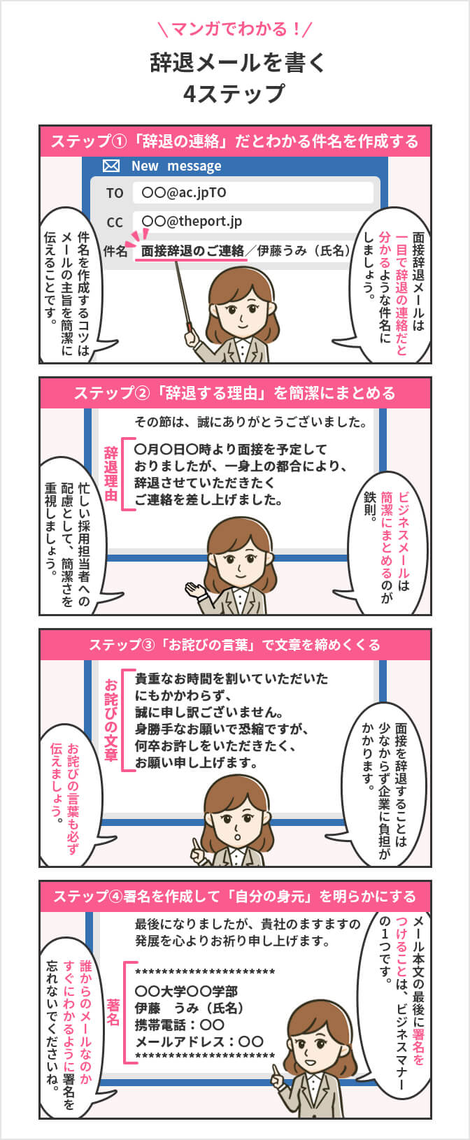 マンガでわかる! 面接の辞退メールの書き方