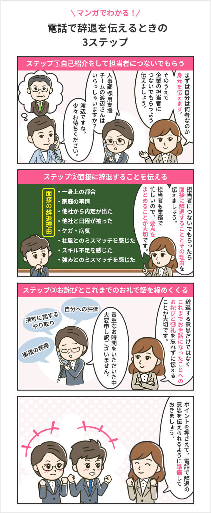 マンガでわかる! 電話での面接辞退の伝え方