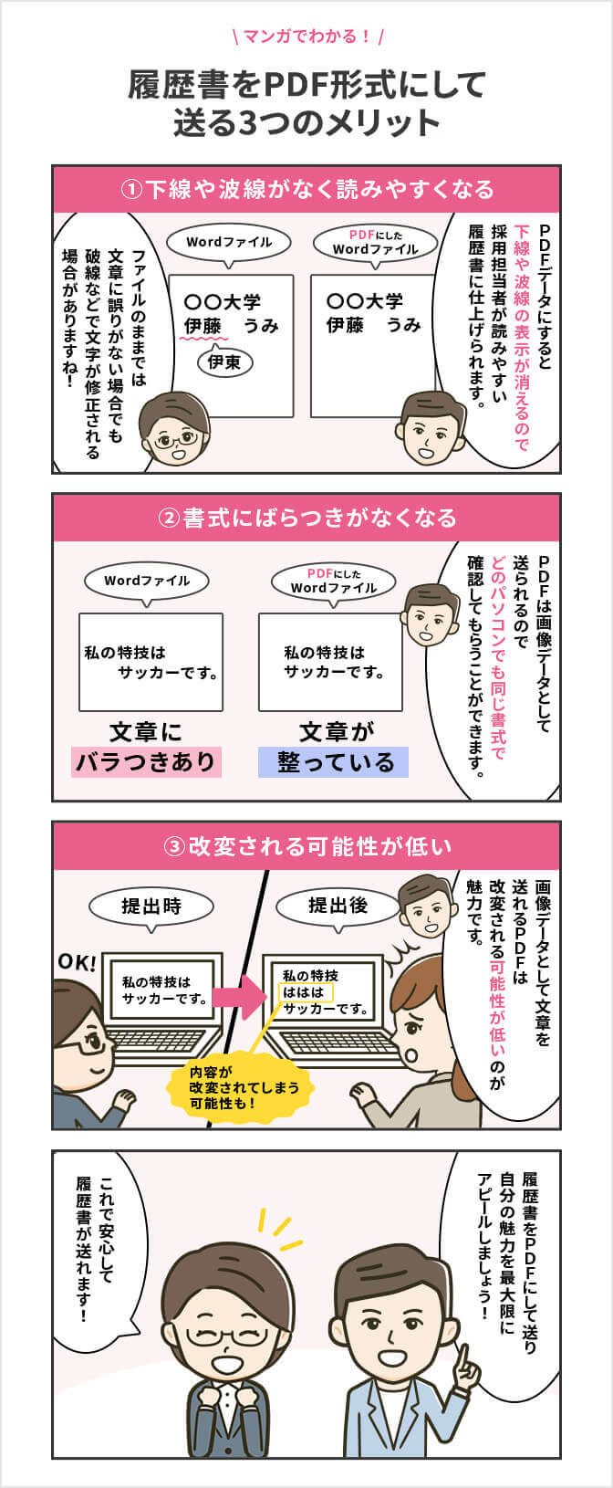 履歴書をPDF形式にして送る3つのメリット